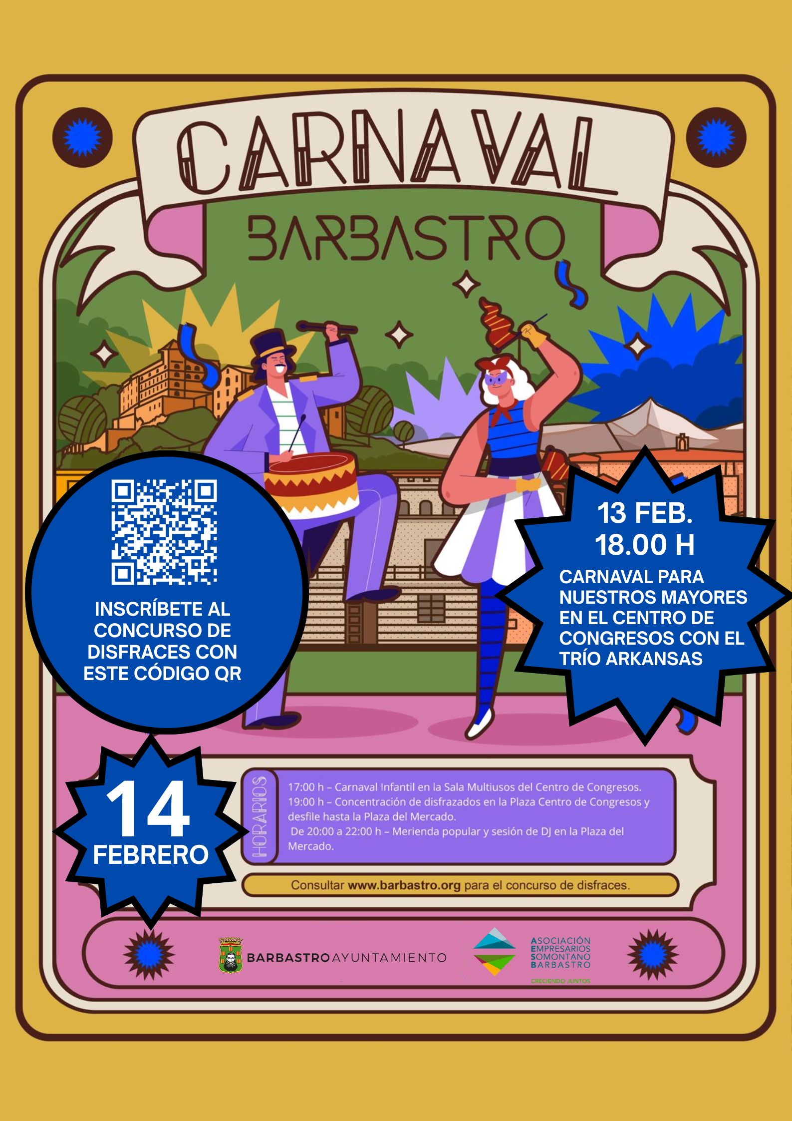 Barbastro celebra este día 14 el Carnaval, que incluye un concurso de disfraces organizado por la Asociación de Empresarios Somontano Barbastro (AESB)