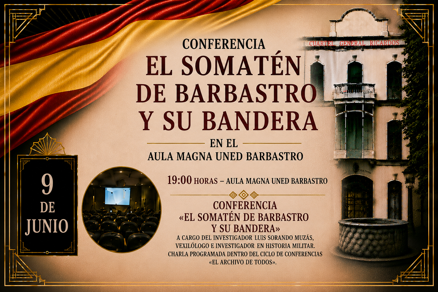 La bandera del Somatén de Barbastro, protagonista en el Día Internacional de los Archivos