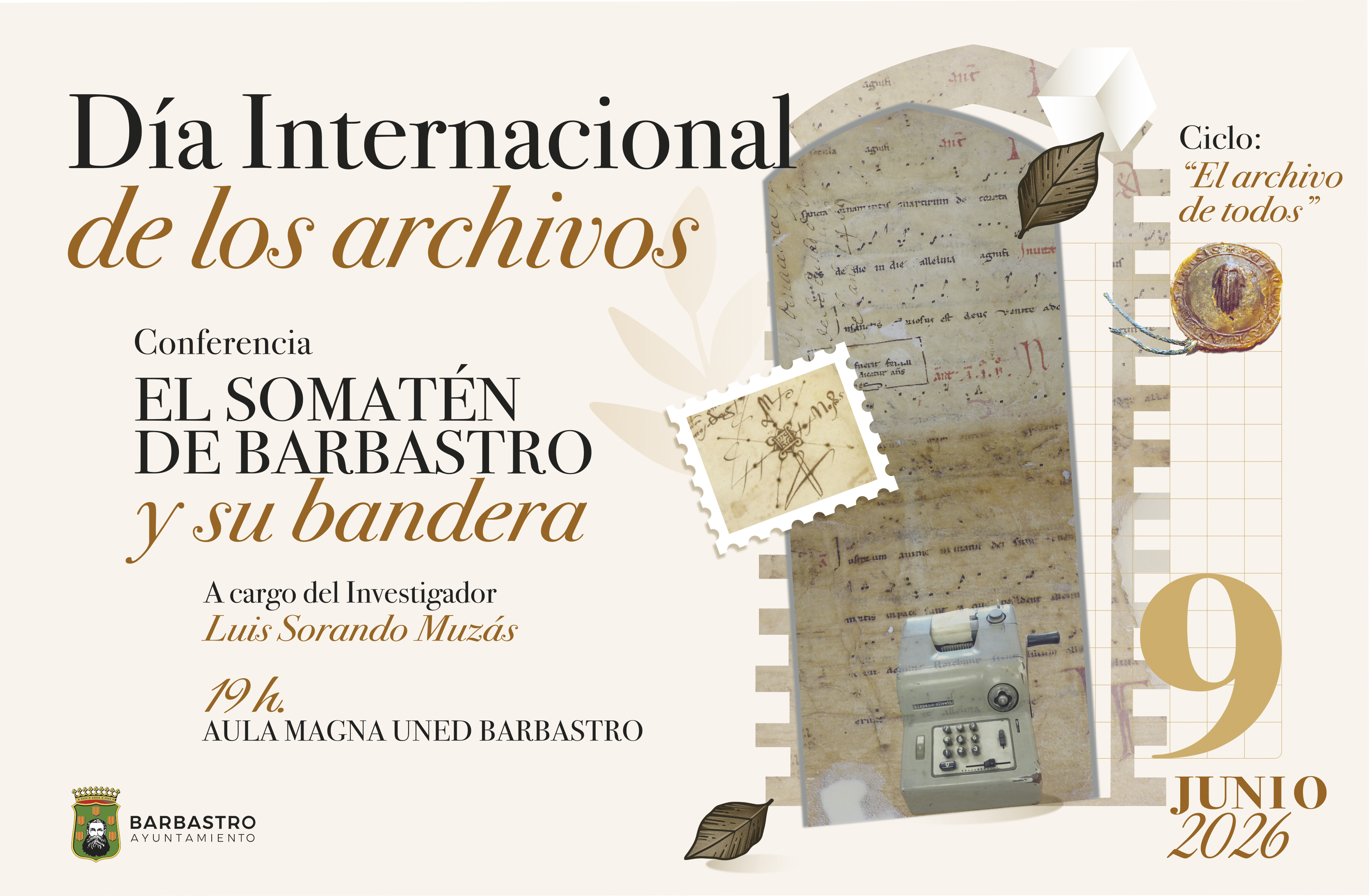 La bandera del Somatén de Barbastro, protagonista en el Día Internacional de los Archivos