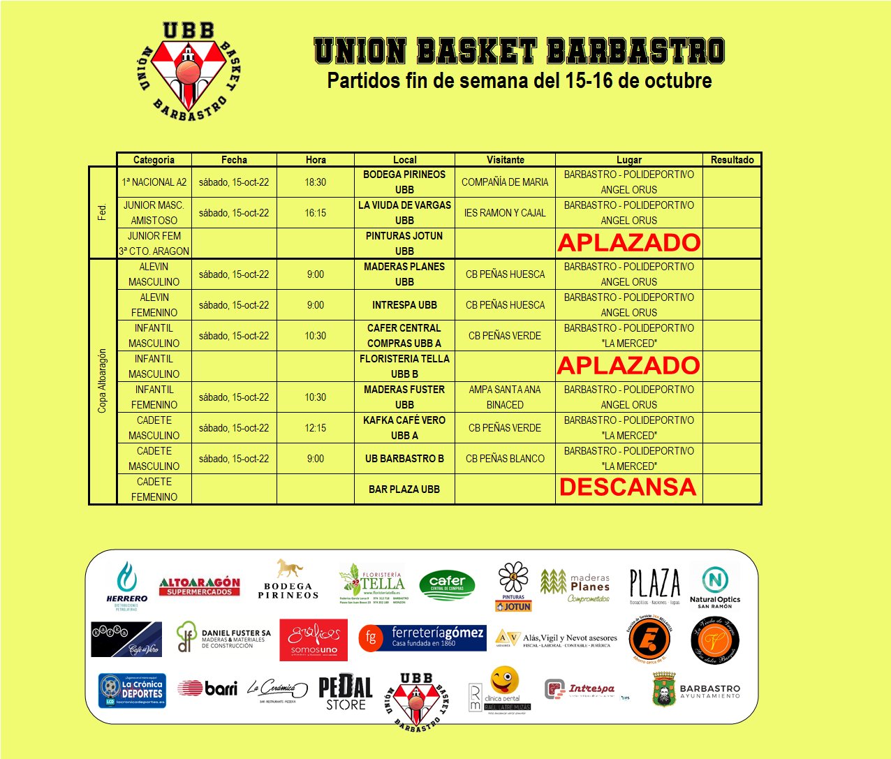 UBB Barbastro basket 15 10