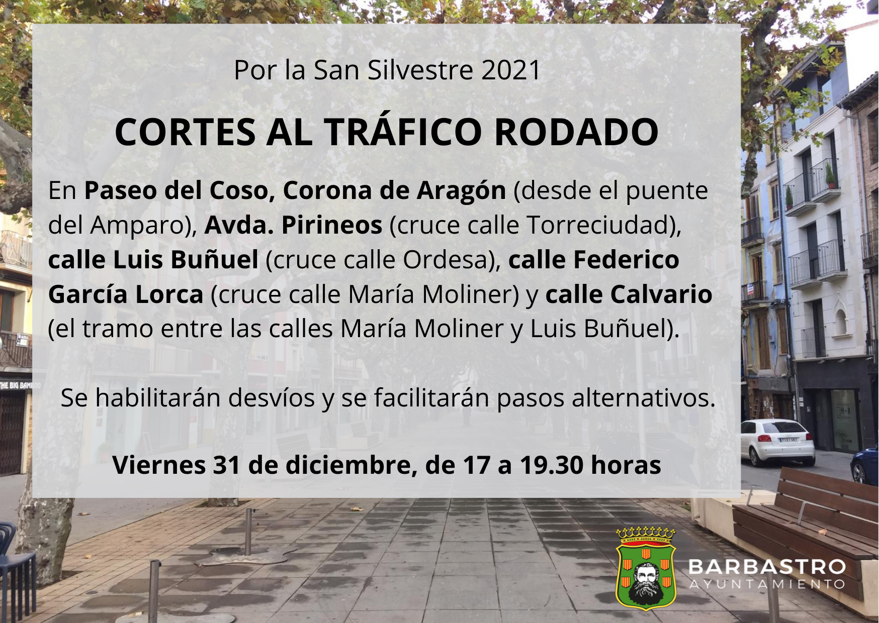 Restricciones al tráfico con motivo de la Carrera San Silvestre 2021