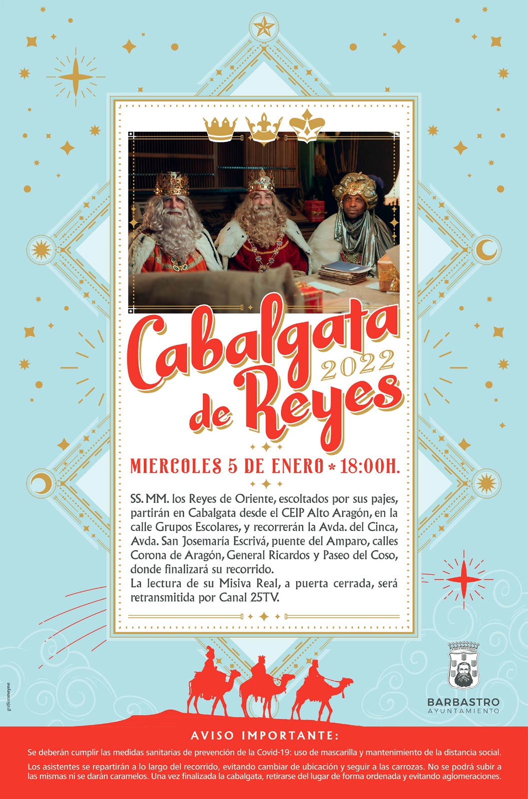 Los Reyes Magos llegarán el 5 de enero a Barbastro en un Cabalgata adaptada a la situación sanitaria