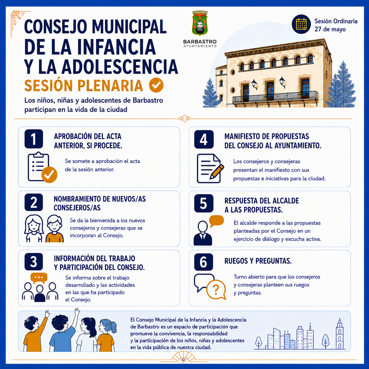 El Consejo Municipal de la Infancia y la Adolescencia de Barbastro celebra una nueva sesión de trabajo este 27 de mayo