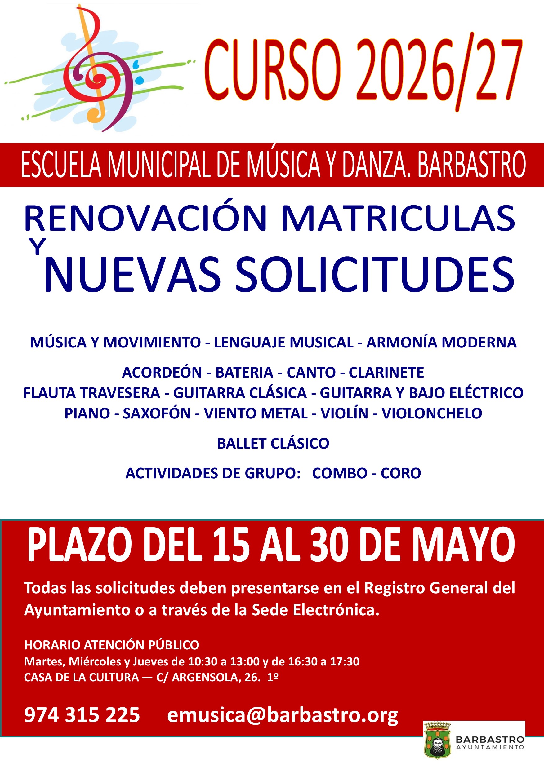 CARTEL MATRICULAS CURSO 2026 2027