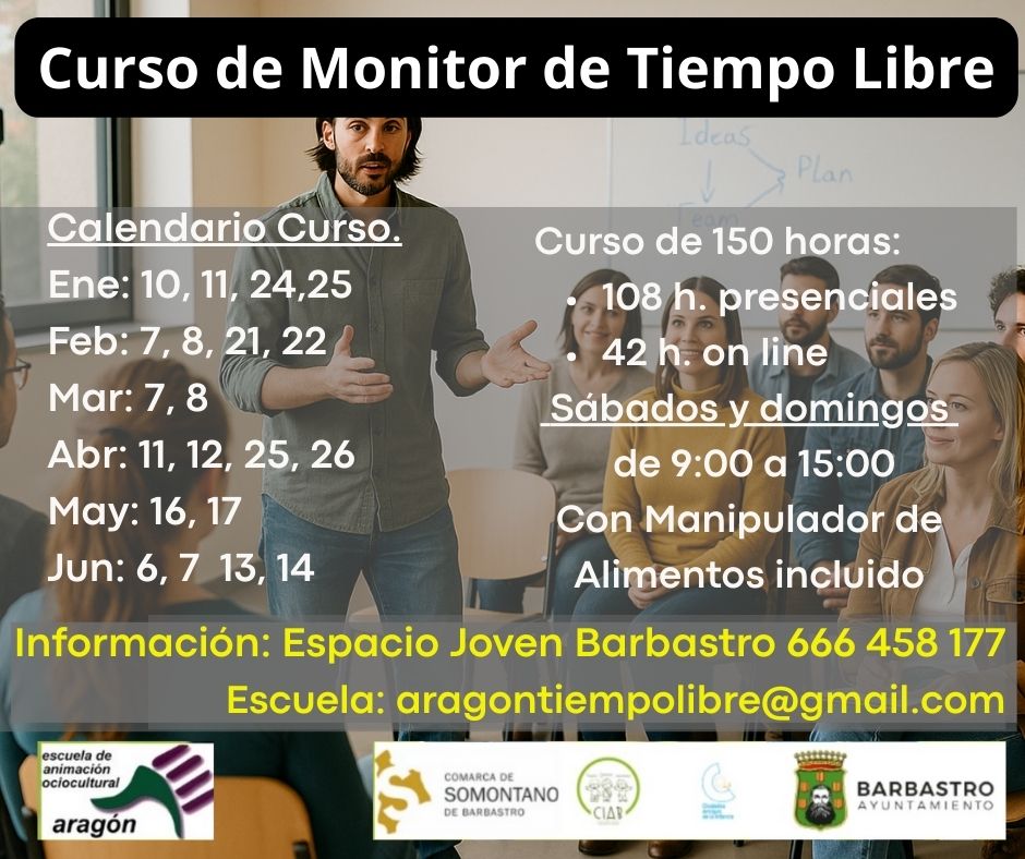 Barbastro organiza un nuevo curso de Monitor de Tiempo Libre