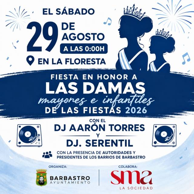 Una sesión de baile a cargo de DJ Aarón Torres y DJ Serentil cerrará la proclamación de las Damas Mayores e Infantiles de 2026