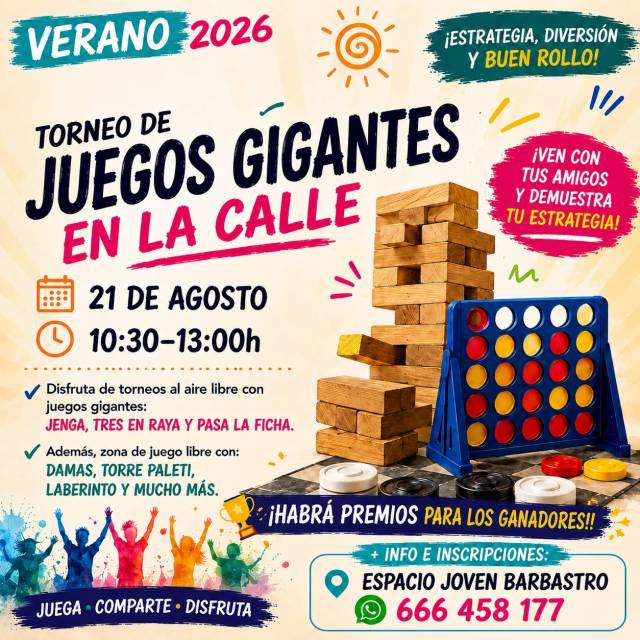 Los juegos gigantes toman la Plaza López Novoa este 21 de agosto