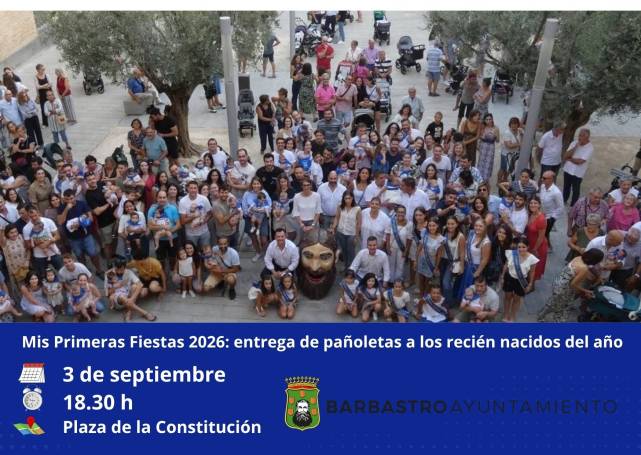 Barbastro vuelve a celebrar este 3 de septiembre el acto de imposición de la pañoleta de Fiestas a los niños nacidos durante los últimos doce meses 