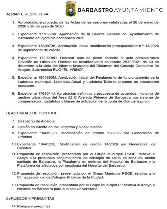 La aprobación definitiva en Pleno de la Junta de Compensación del Área 52 C abre la puerta para el desarrollo del nuevo polígono industrial blando de Barbastro, primera iniciativa de suelo industrial en dos décadas 